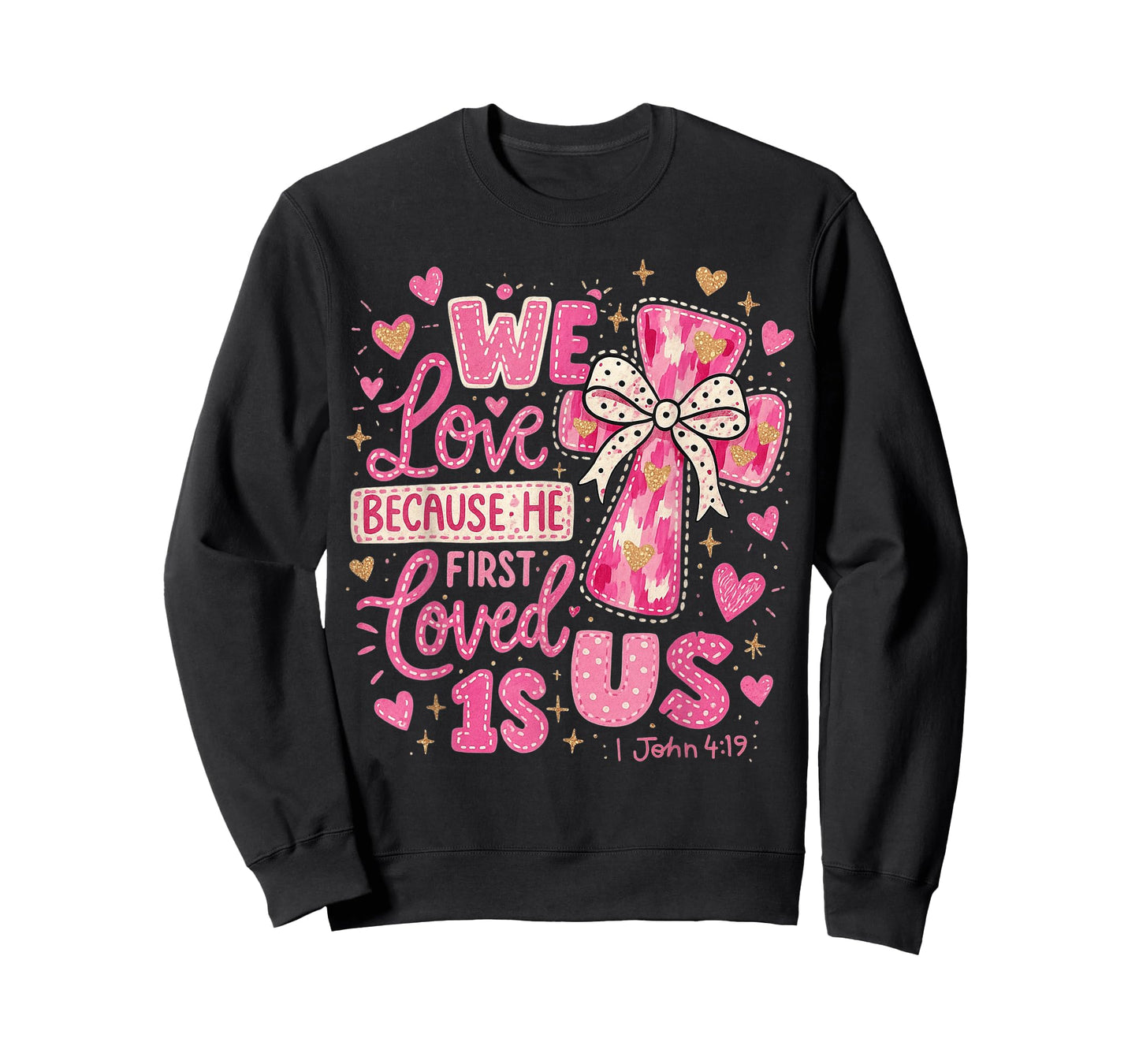 HUGvyn He First Loved US Christian Valentine Jesus Cross Bow T-Shirt