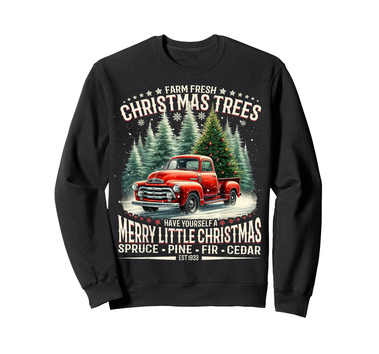 Farm Fresh Christmas Trees Vintage Truck Design T-Shirt