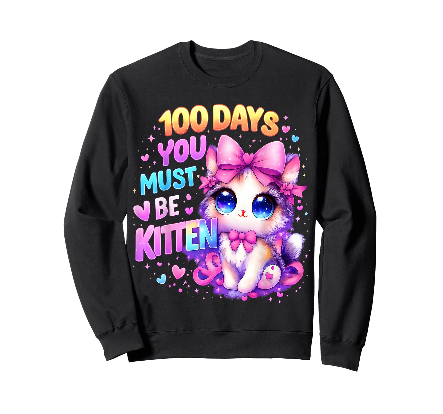 100 Days of School Girls Hearts You Must Be Kitten Cat Youth T-Shirt