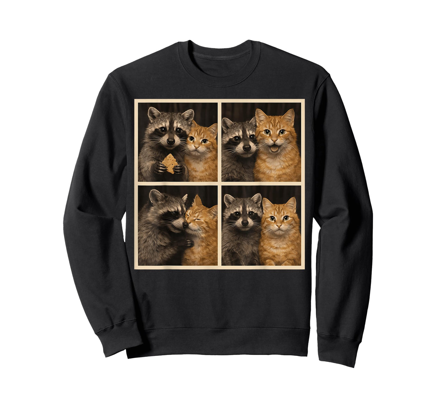 Funny Orange Cat and Raccoon Photobooth Selfie Valentine Men T-Shirt