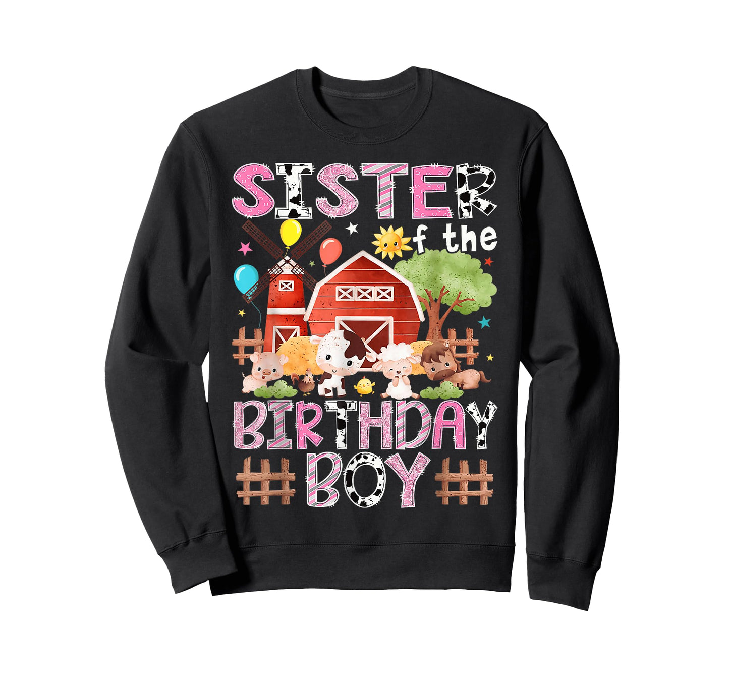 Sister of The Birthday Boy Farm Animals Matching T-Shirt