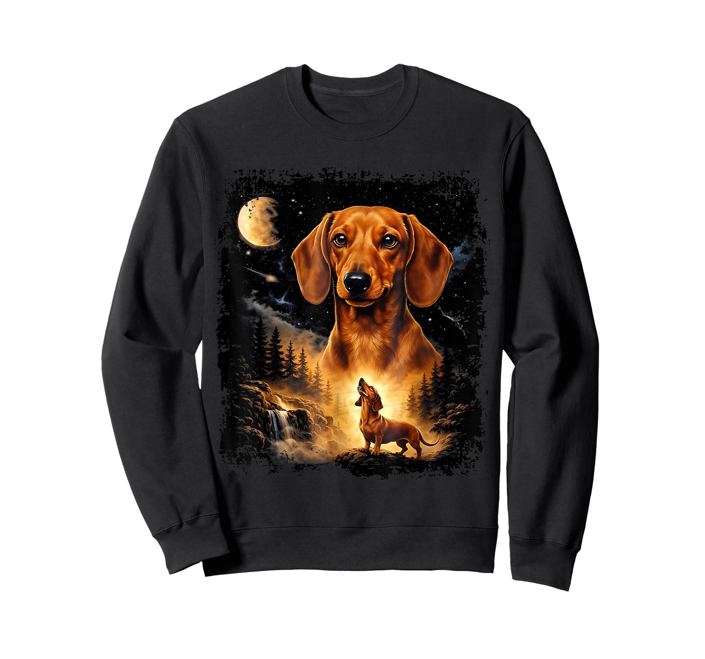 Vintage 90s Dachshund Howling at The Moon Wiener Dog Mom T-Shirt