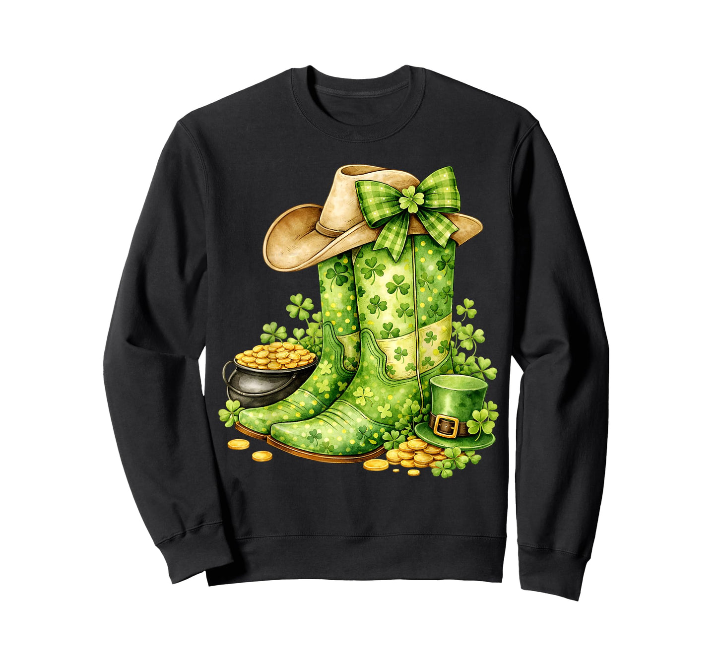 Retro Western Cowboy Boots Cowgirl St Patricks Day for Women T-Shirt