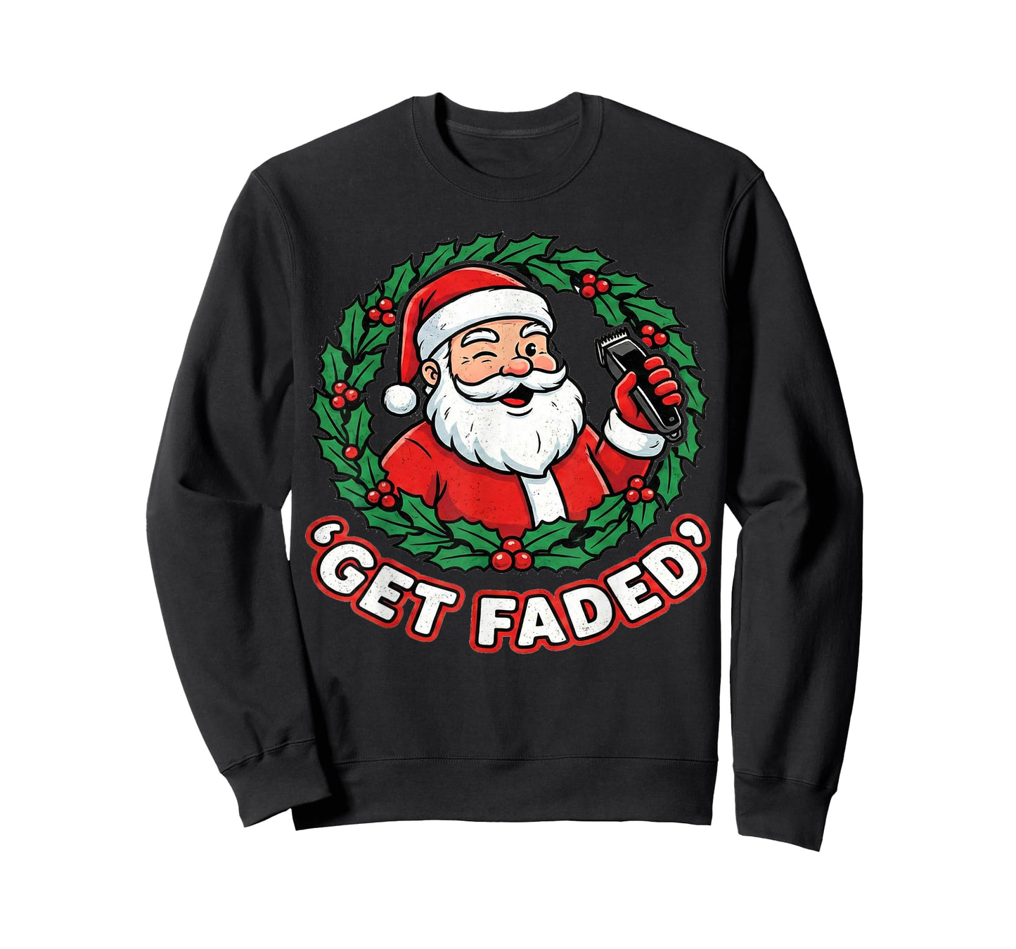 Funny Christmas Santa Claus Santa Barber Get Faded T-Shirt