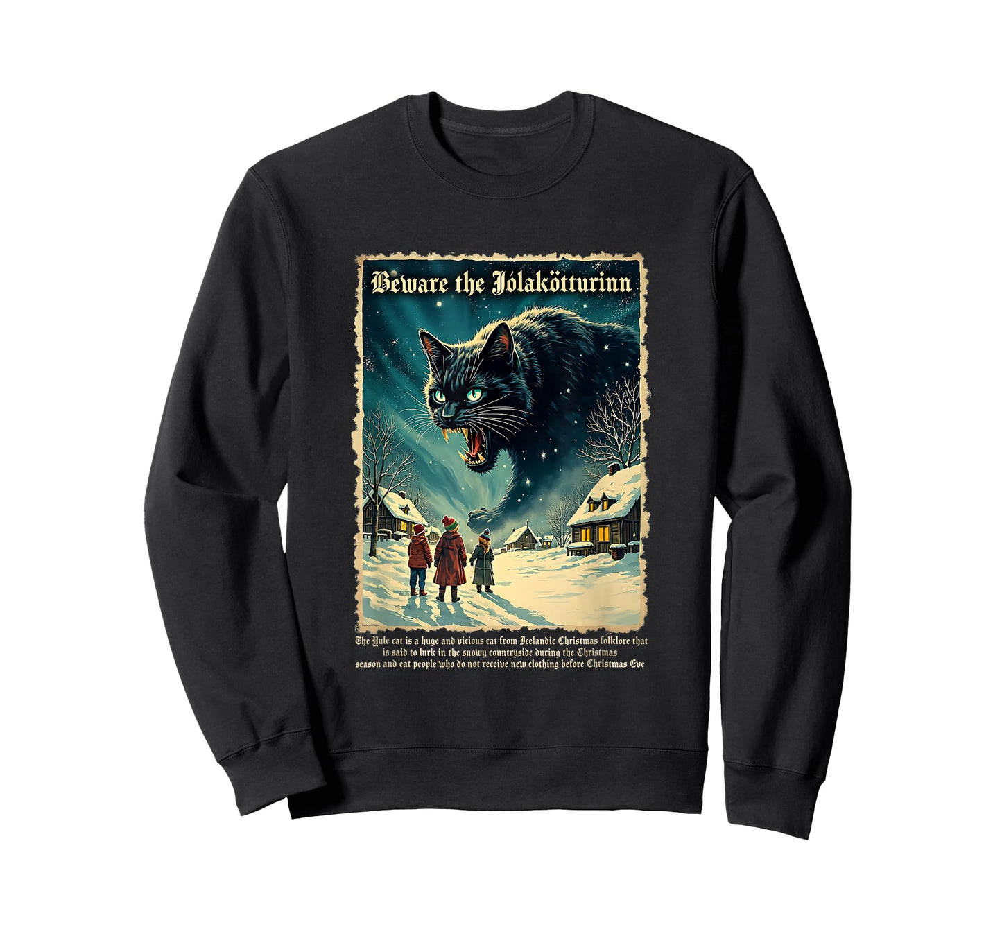 Vintage Yule Cat Beware Jolakotturinn Icelandic Christmas T-Shirt