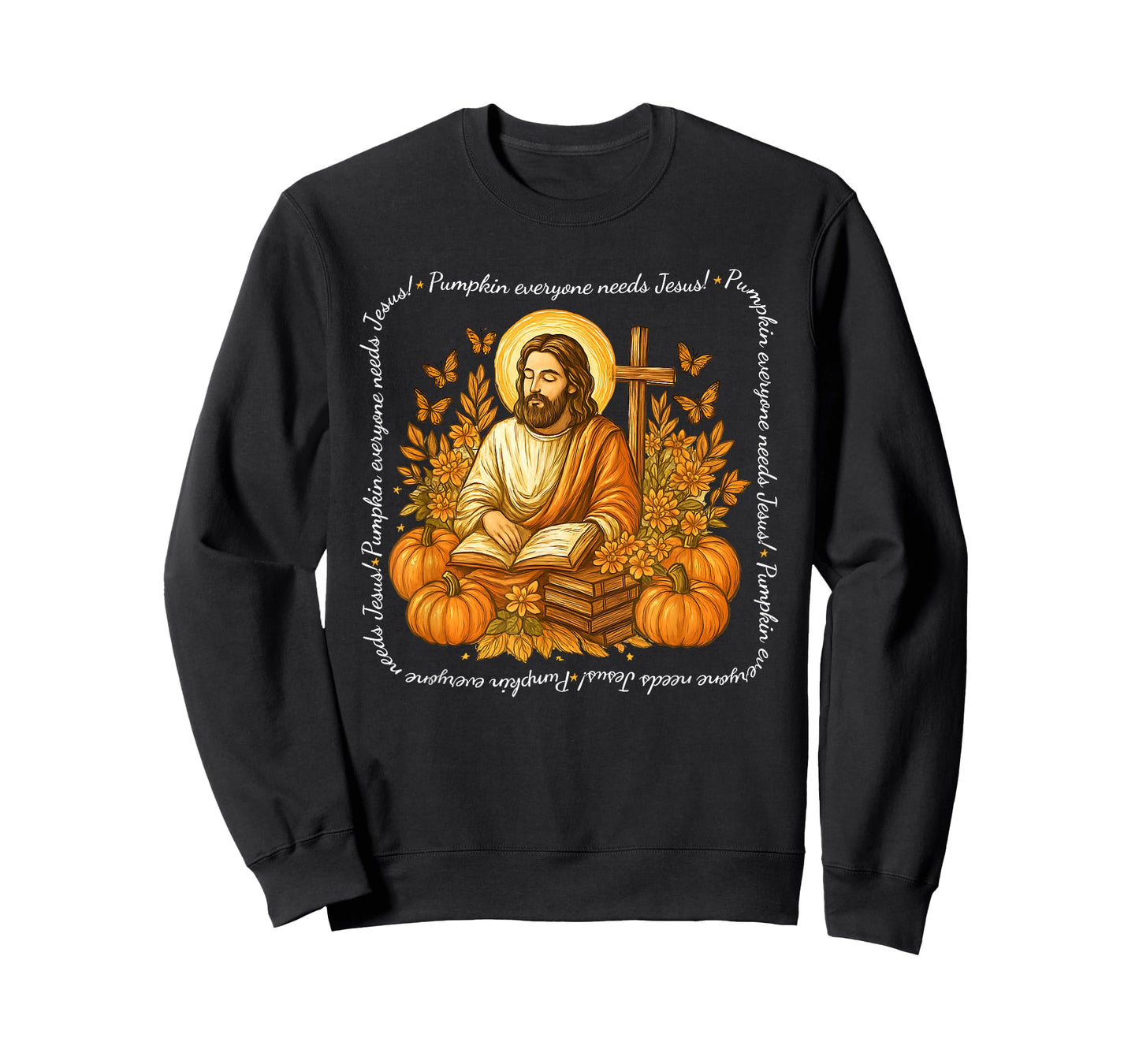 Pumpkin Everyone Needs Jesus Fall Christian Thanksgiving T-Shirt