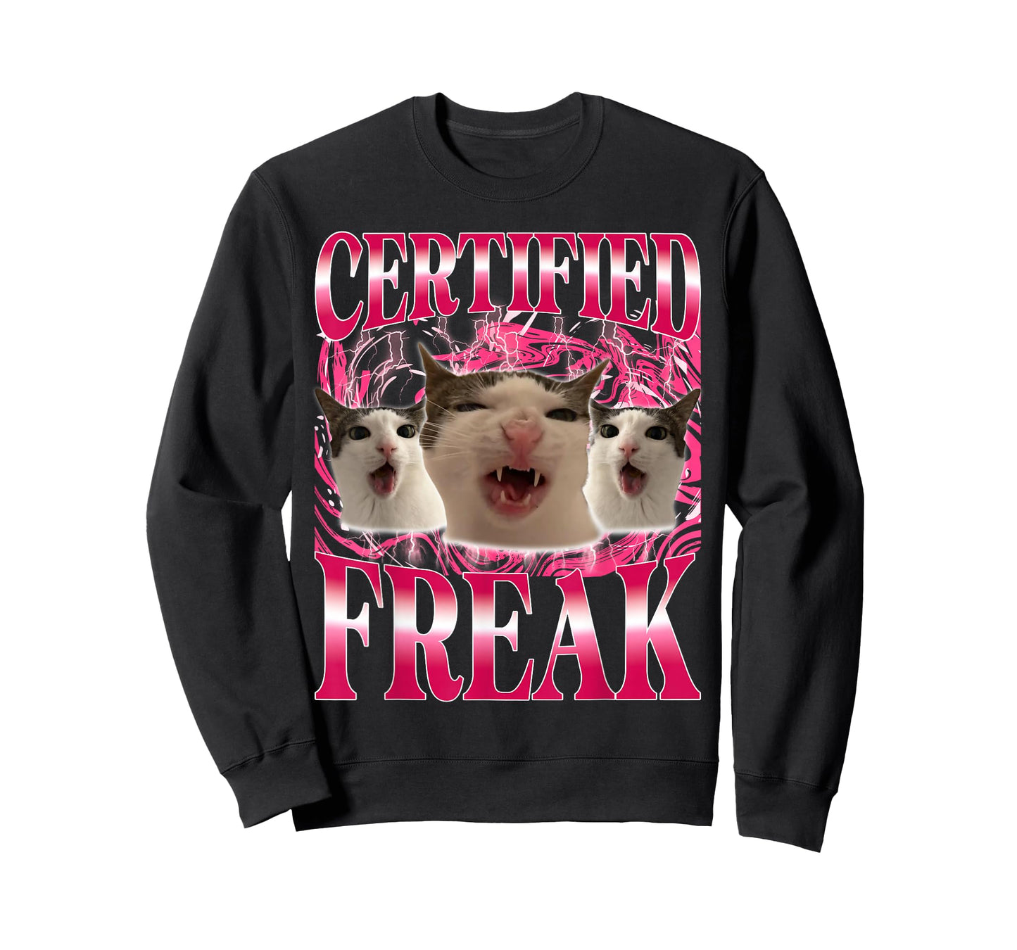 Certified Freak Eat Cement Cursed Cat Funny Cat Meme T-Shirt
