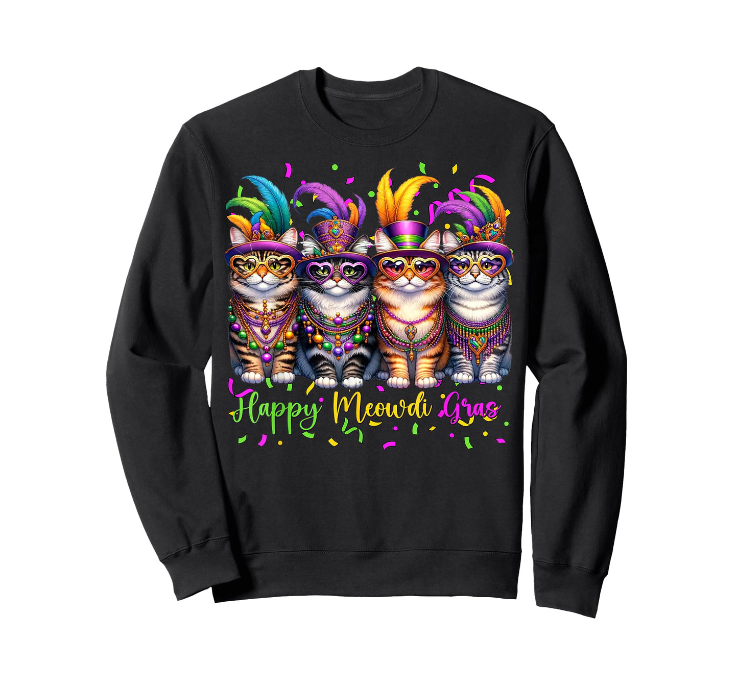 Mardi Gras Carnival Cat Mask Happy Meowdi Gras Cat Lover T-Shirt