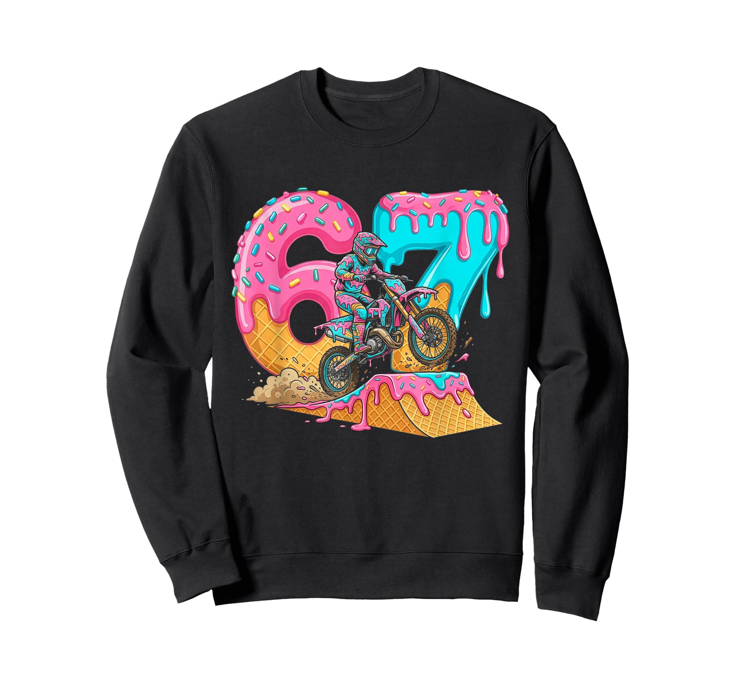 67 Meme Motocross Dirt Bike Drip Funny Number Six Seven T-Shirt