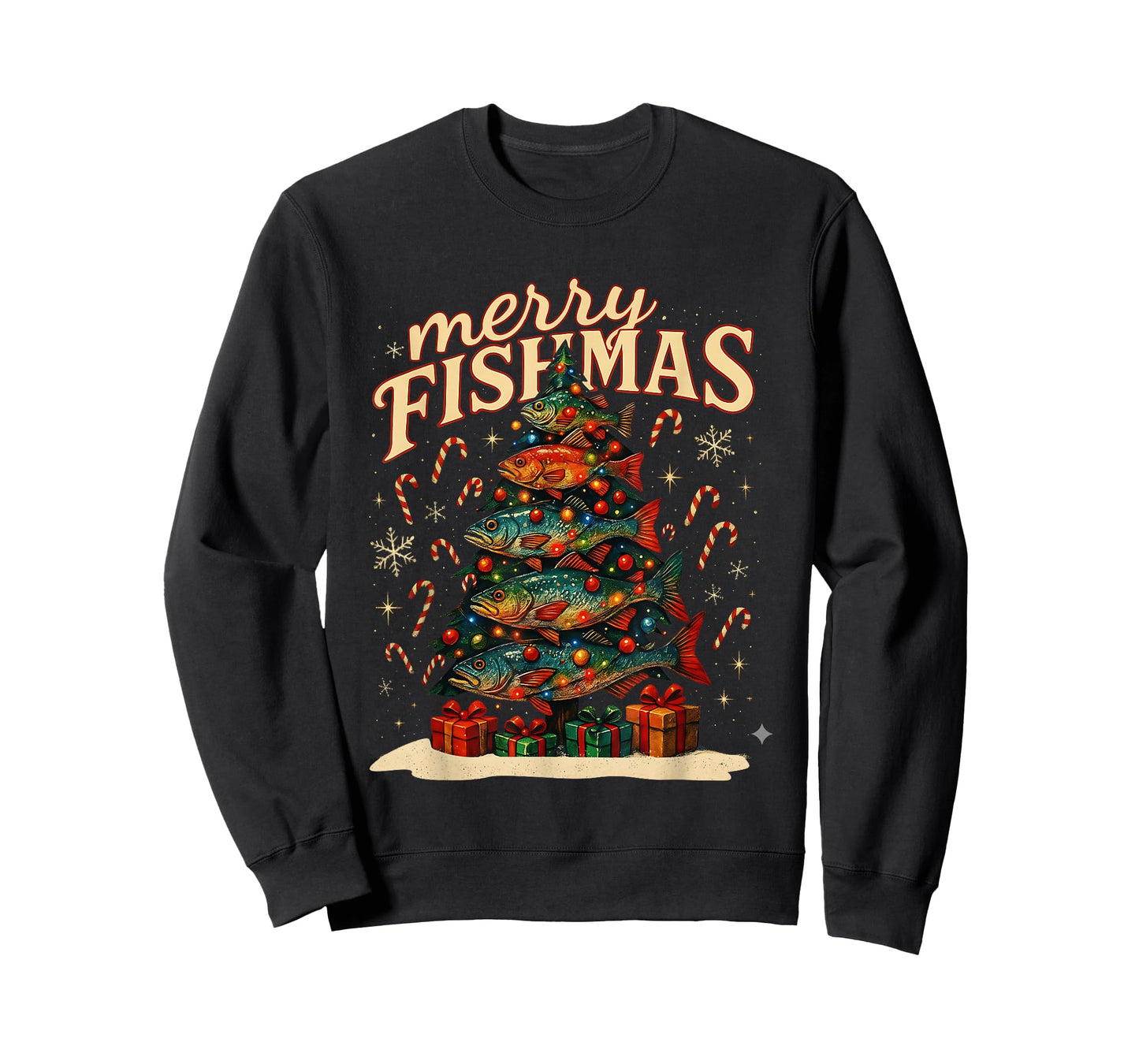 Merry Fishmas Funny Fishing Christmas Design T-Shirt