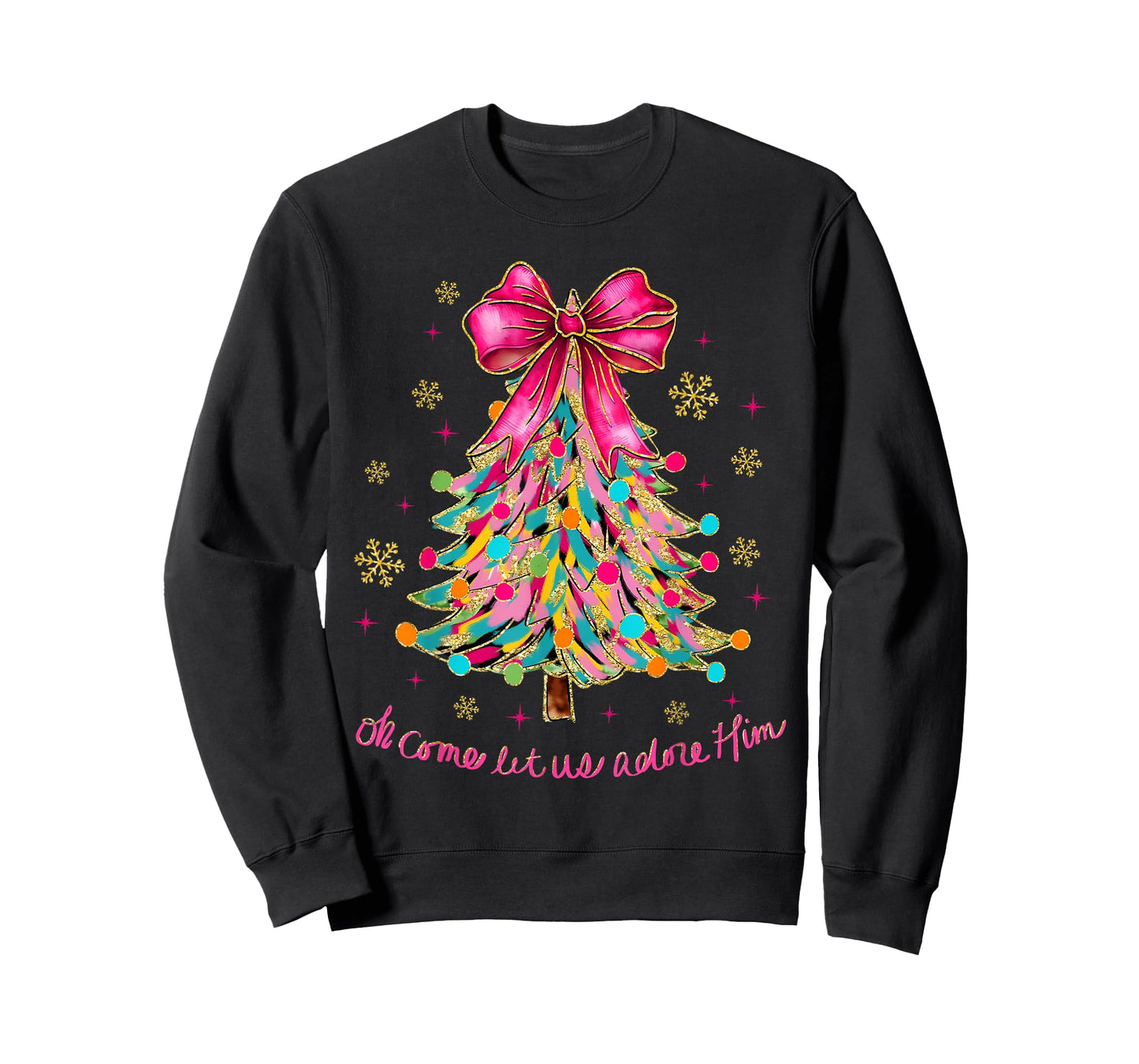 Oh Come Let Us Adore Him Jesus Christian Holiday Christmas T-Shirt
