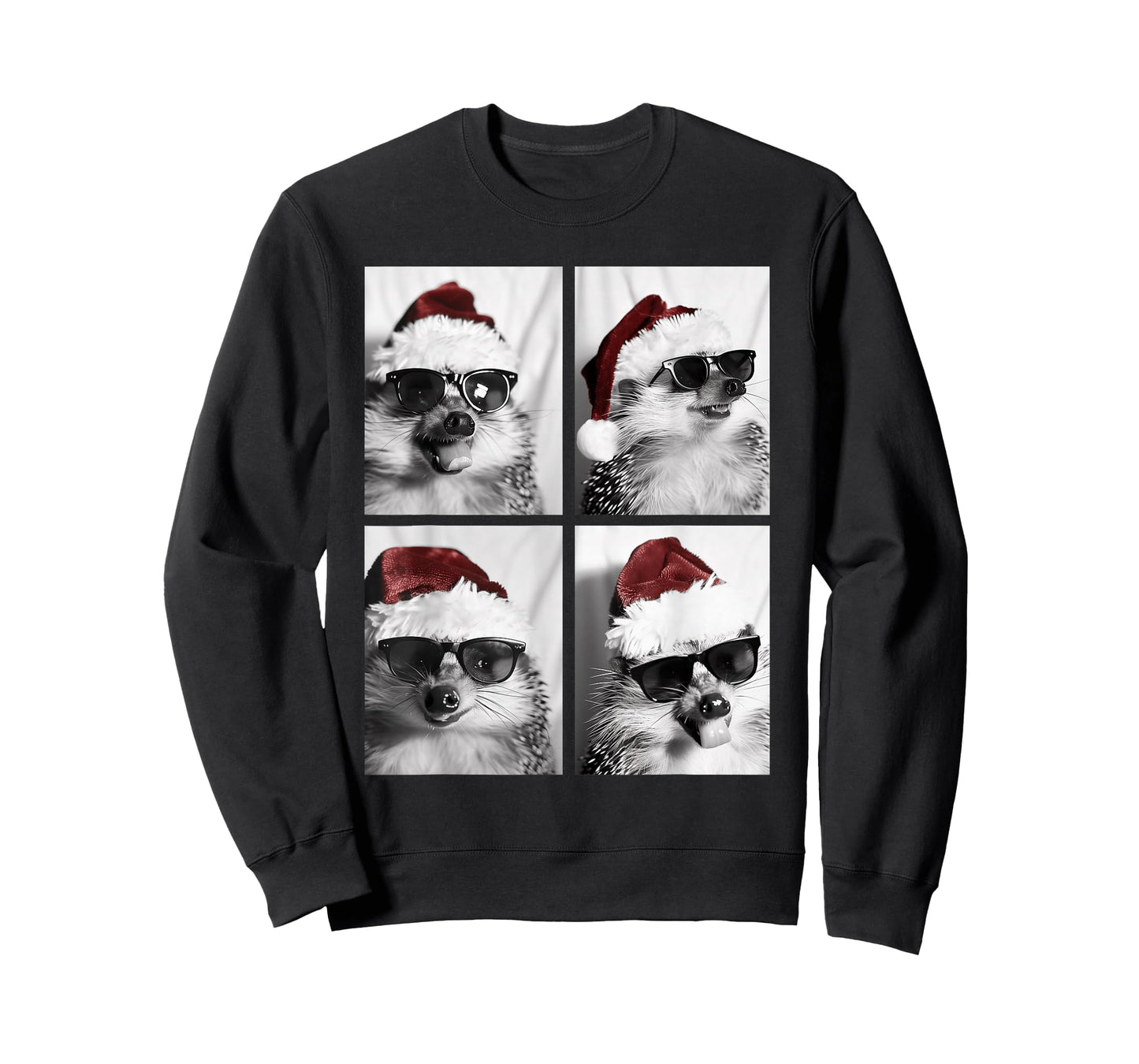Funny Christmas Hedgehogs with Sunglasses Santa Hat Festive T-Shirt