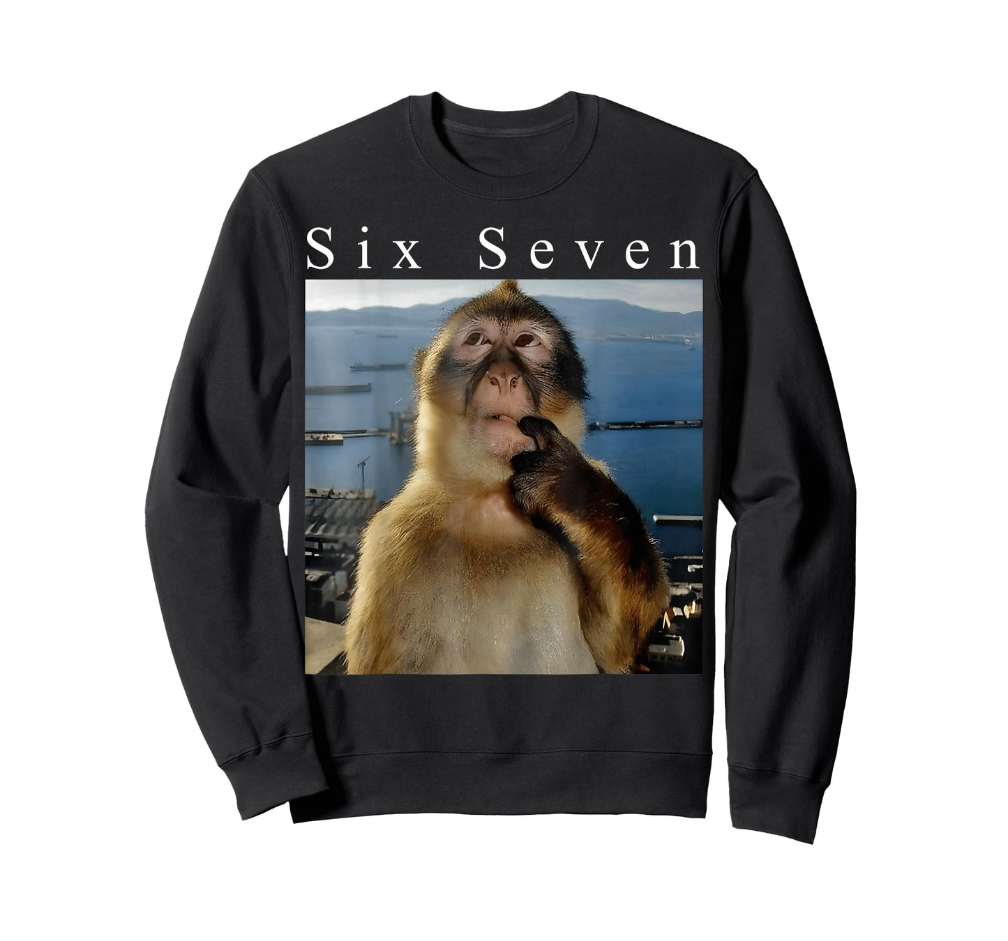 Six Seven Thinking Monkey Meme Humor Brainrot T-Shirt