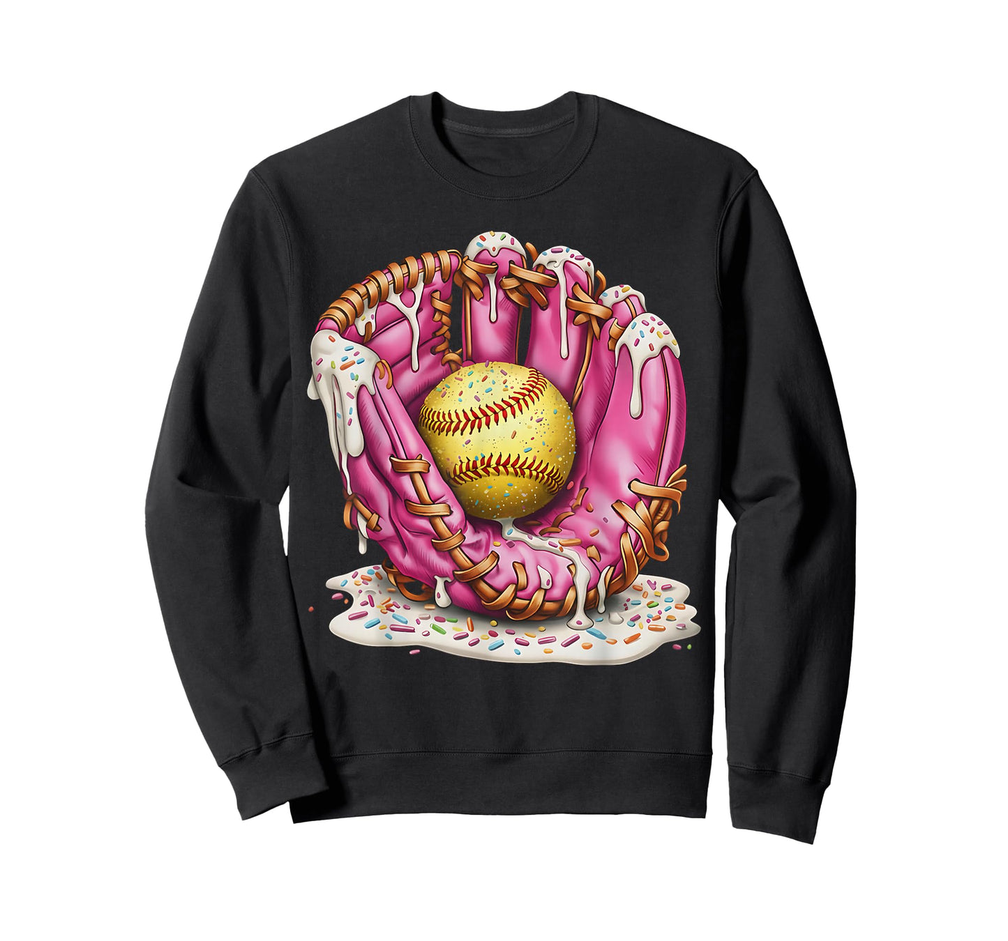 Softball Drip Ice Cream Sprinkles Softball Glove Game Day T-Shirt