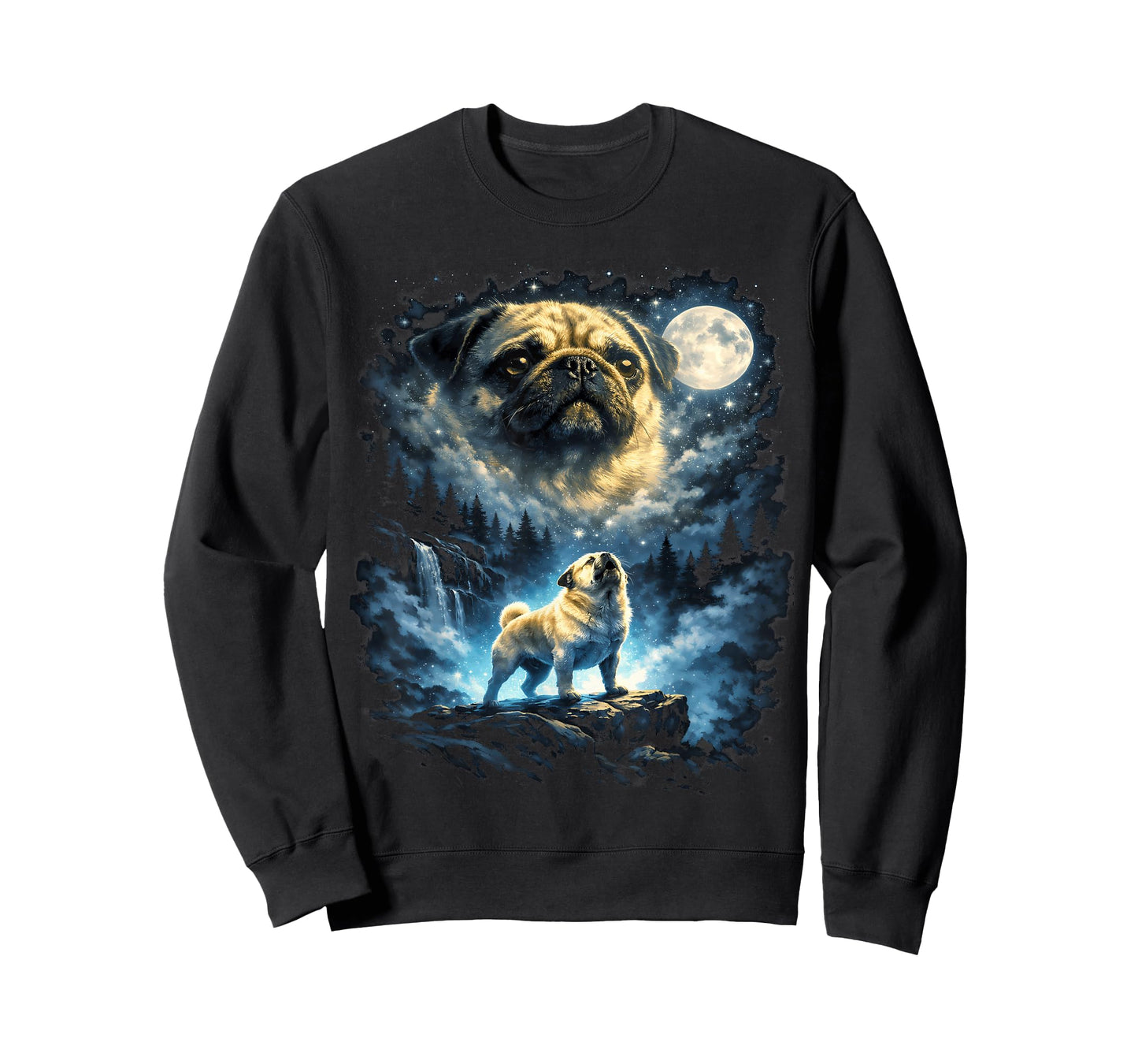 Pug Howling At Moon T-Shirt