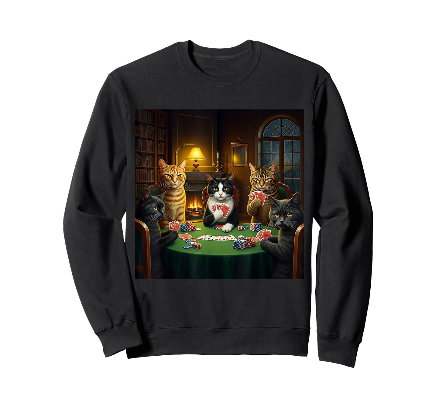 Vintage Cats Playing Poker Funny Cats Meme Graphic T-Shirt
