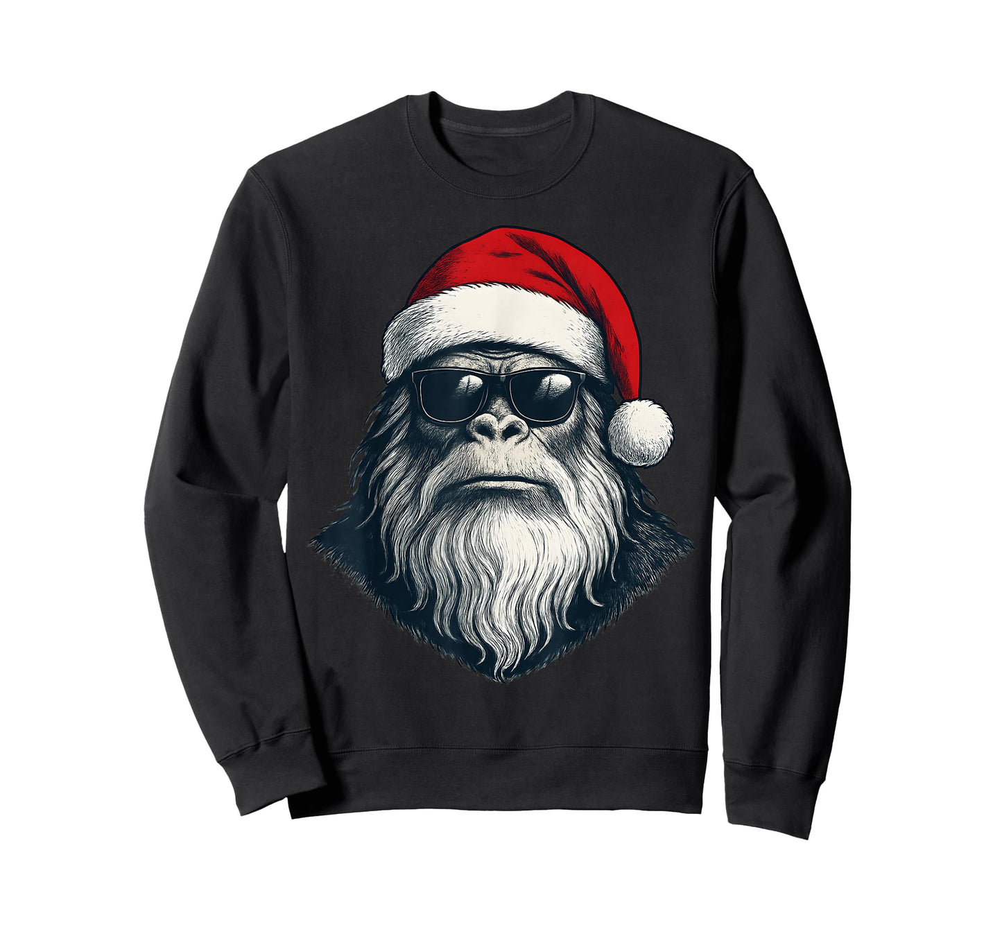 Bigfoot Face Sunglasses Santa Christmas Funny Xmas Sasquatch T-Shirt