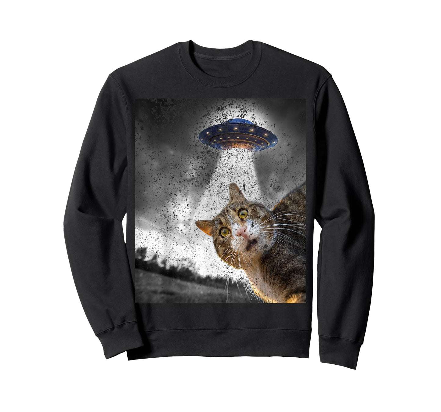 Funny Cat Selfie Alien UFO Ship Cat Lover Humor T-Shirt