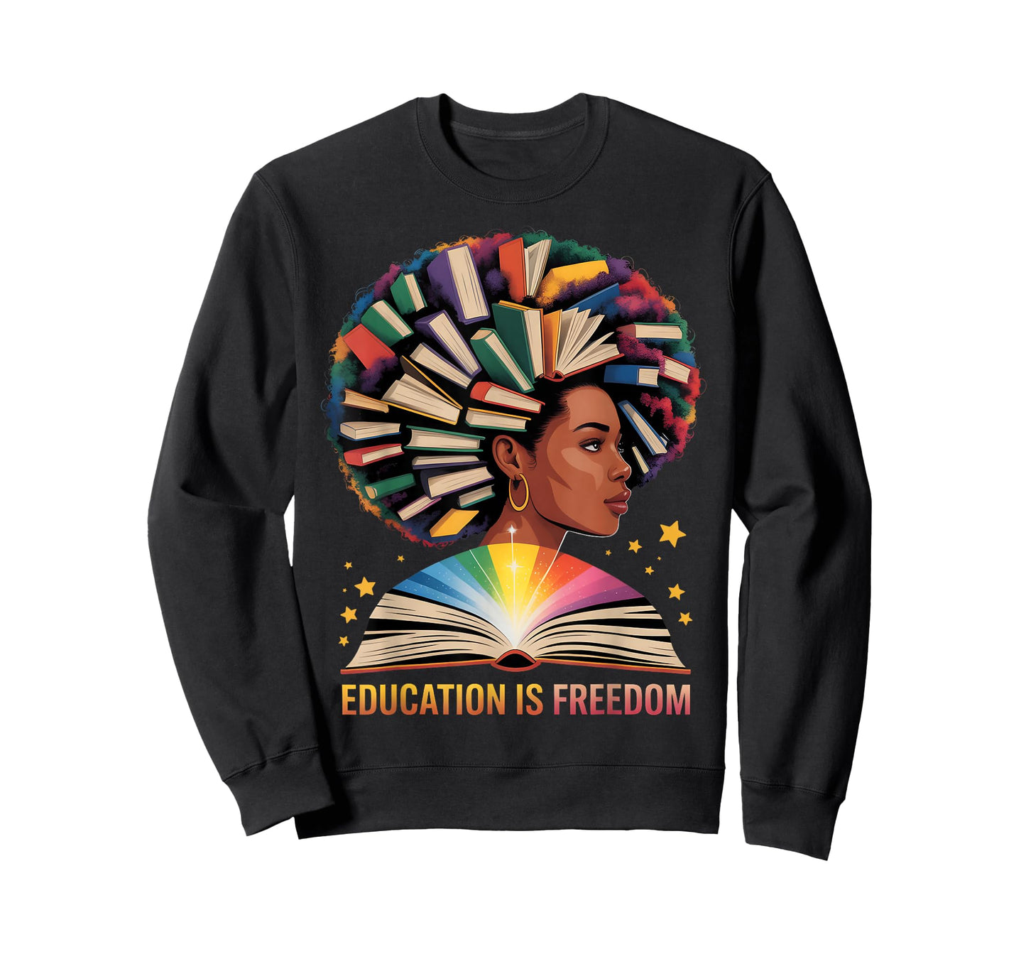 Education is Freedom Afro Women Book Illustration Teacher T-Shirt