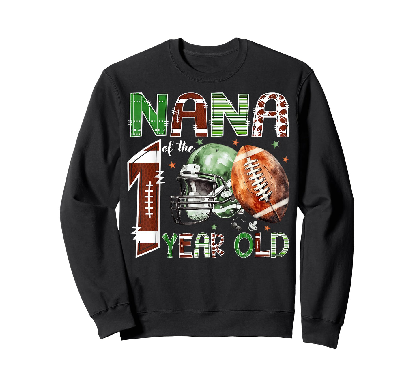 Nana of The 1 Year Old Football Lover 1st Birthday Boy T-Shirt
