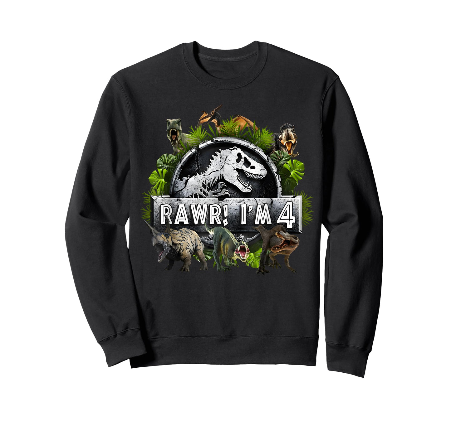 Rawr I'm 4 4th Birthday T Rex Dinosaur Funny Party Boys Kids T-Shirt