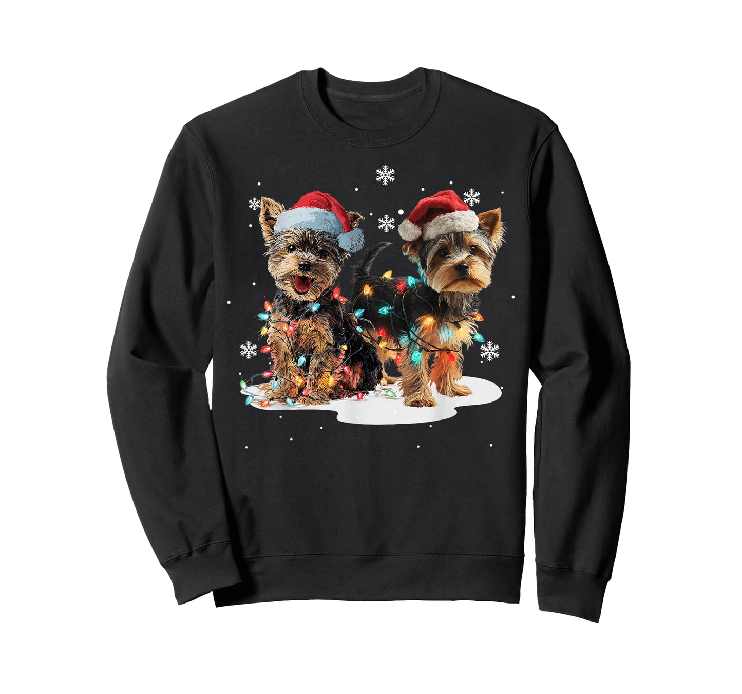 Cute Yorkshire Dog Christmas Lights Xmas Holidays T-Shirt
