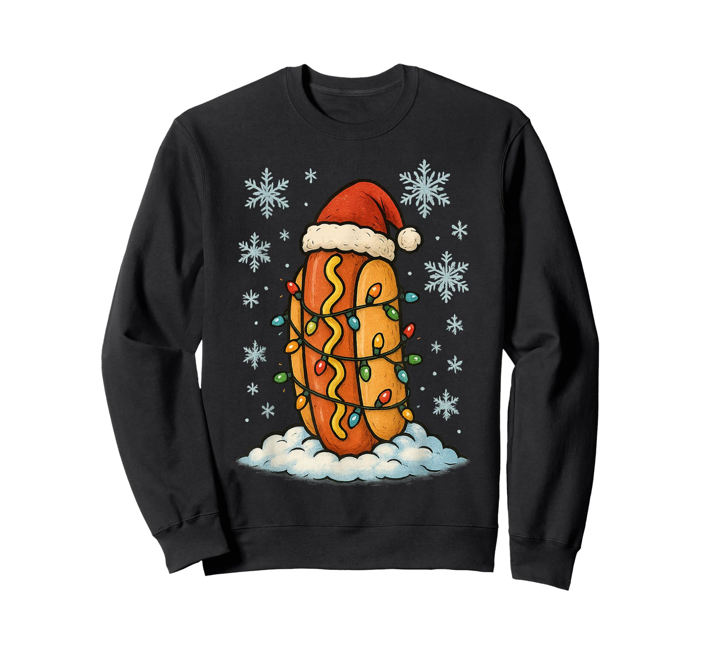 Fun Christmas Lights Wrapped On Hotdog Fun Holiday Lover T-Shirt