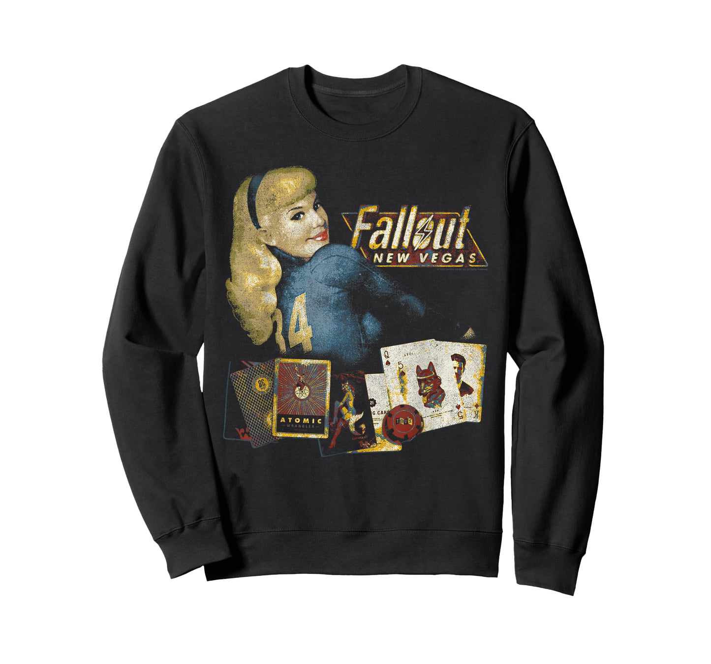 Fallout New Vegas Vintage Distressed Pinup Casino Video Game T-Shirt