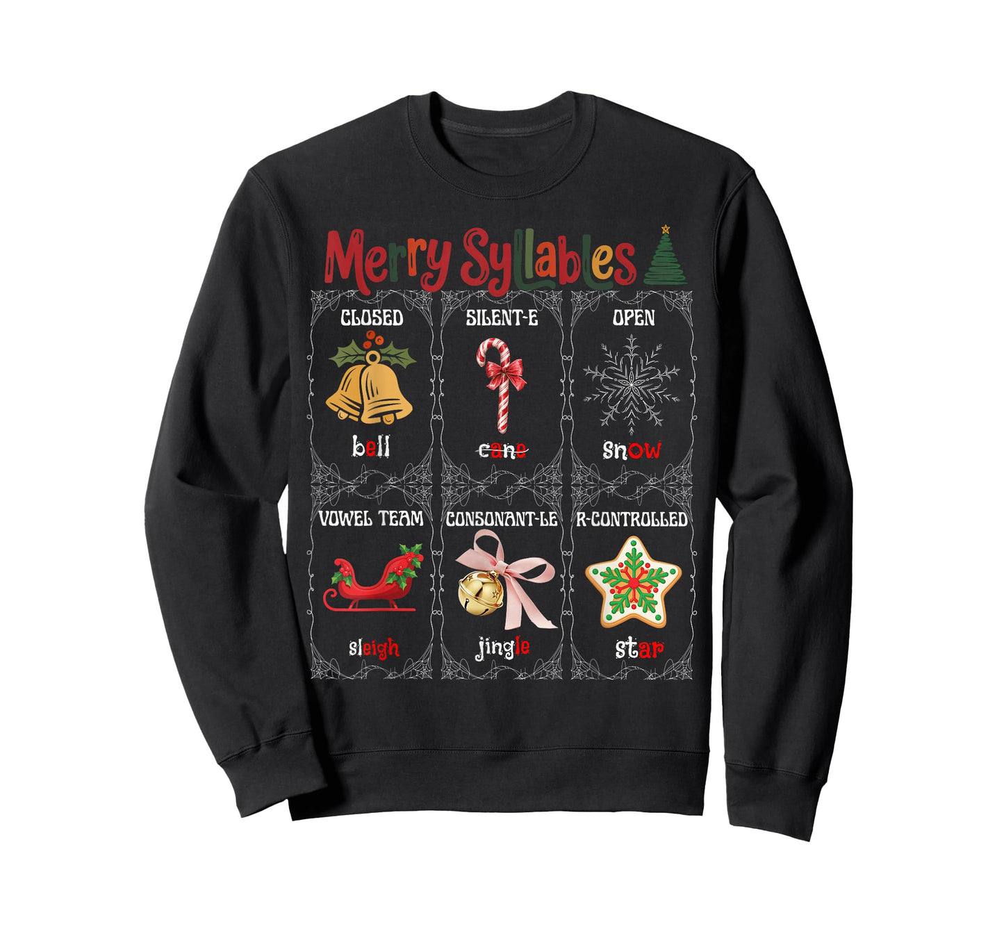 Merry Syllables Teacher Funny Christmas Educational Kids T-Shirt