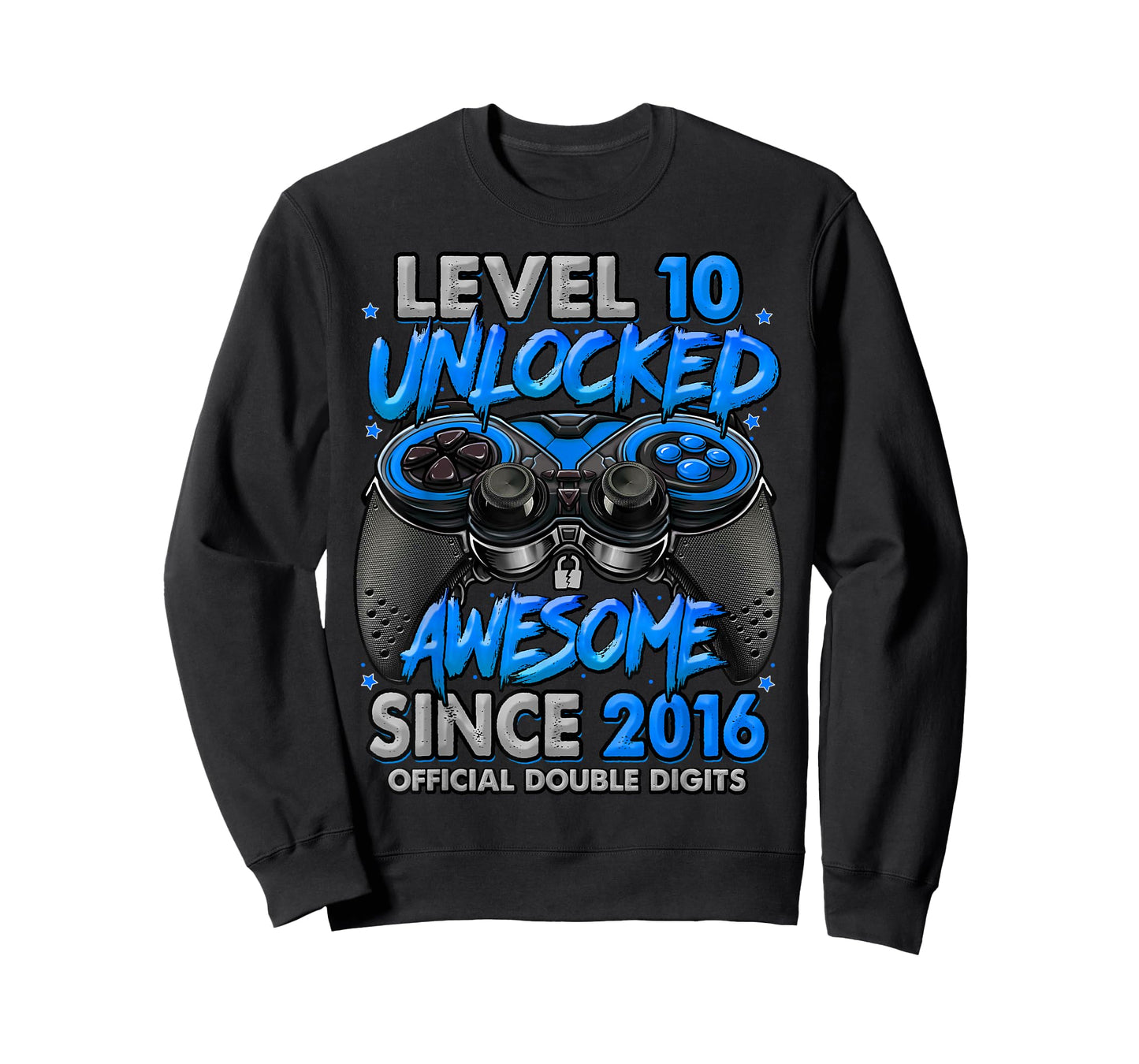 Level 10 Unlocked Awesome Since 2016 10th Birthday Gaming T-Shirt