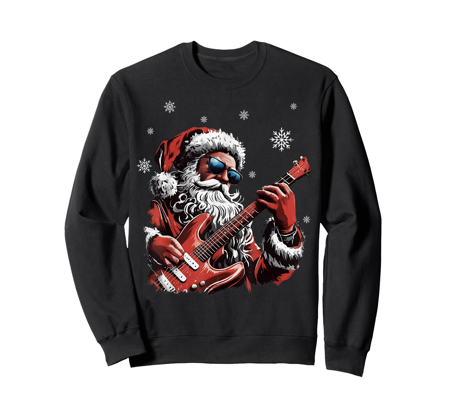 Funny Christmas Rock Santa Claus Playing Guitar Men Boy Kid T-Shirt