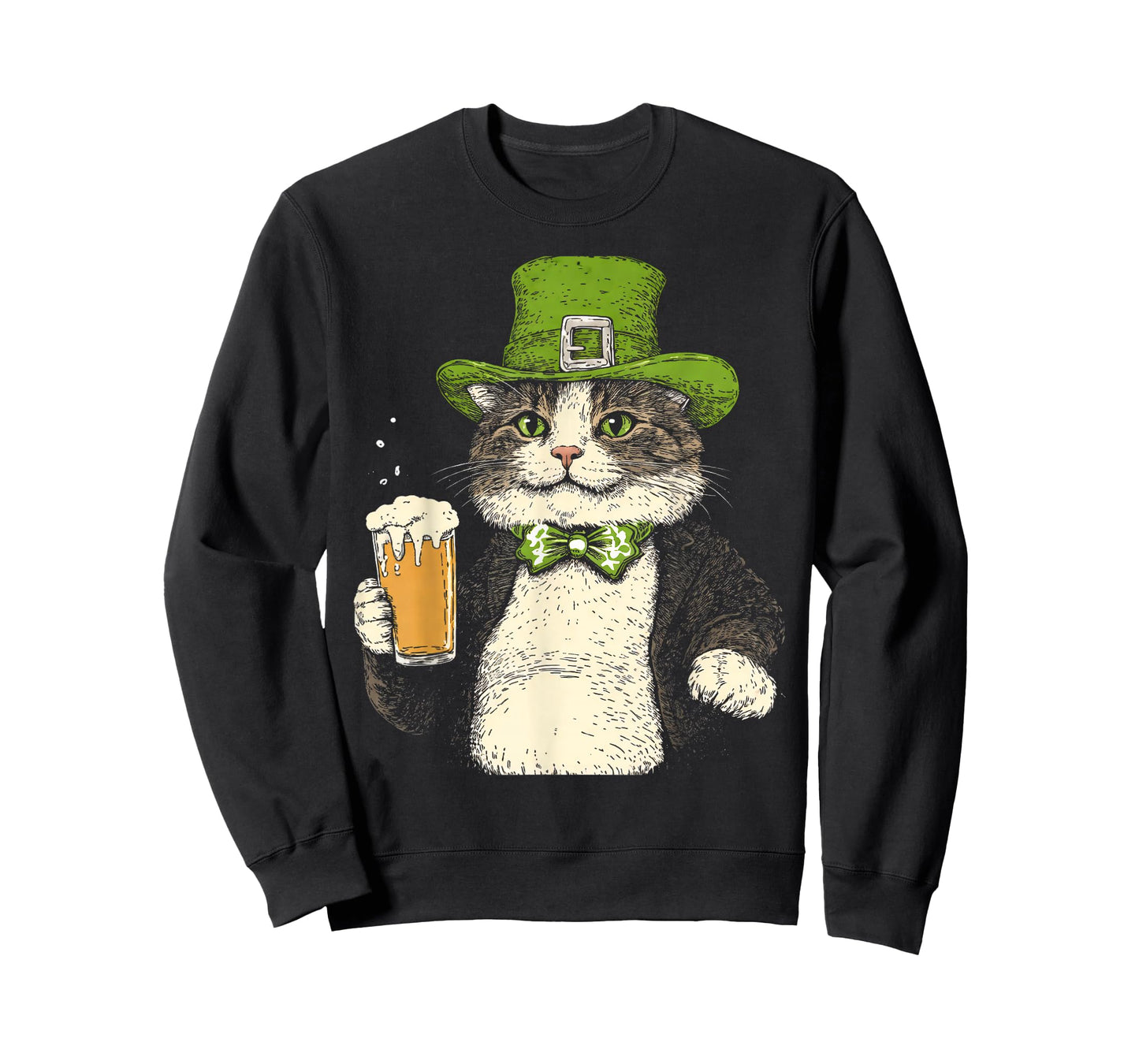 Funny Beer Leprechaun Cat Irish St Patrick's Day Drinking T-Shirt