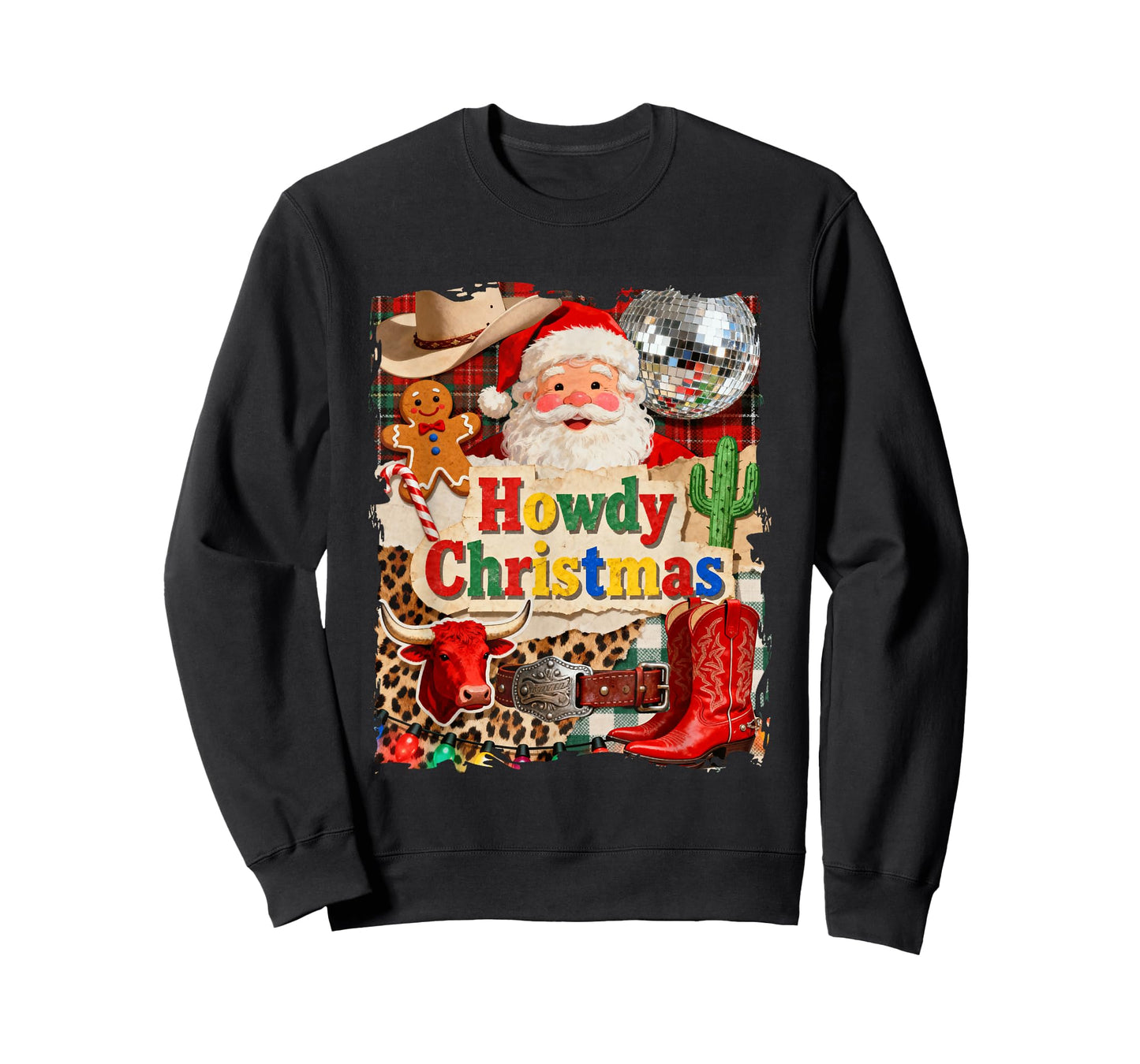 Howdy Christmas Western Santa Claus Xmas Cowboy Boots Women T-Shirt