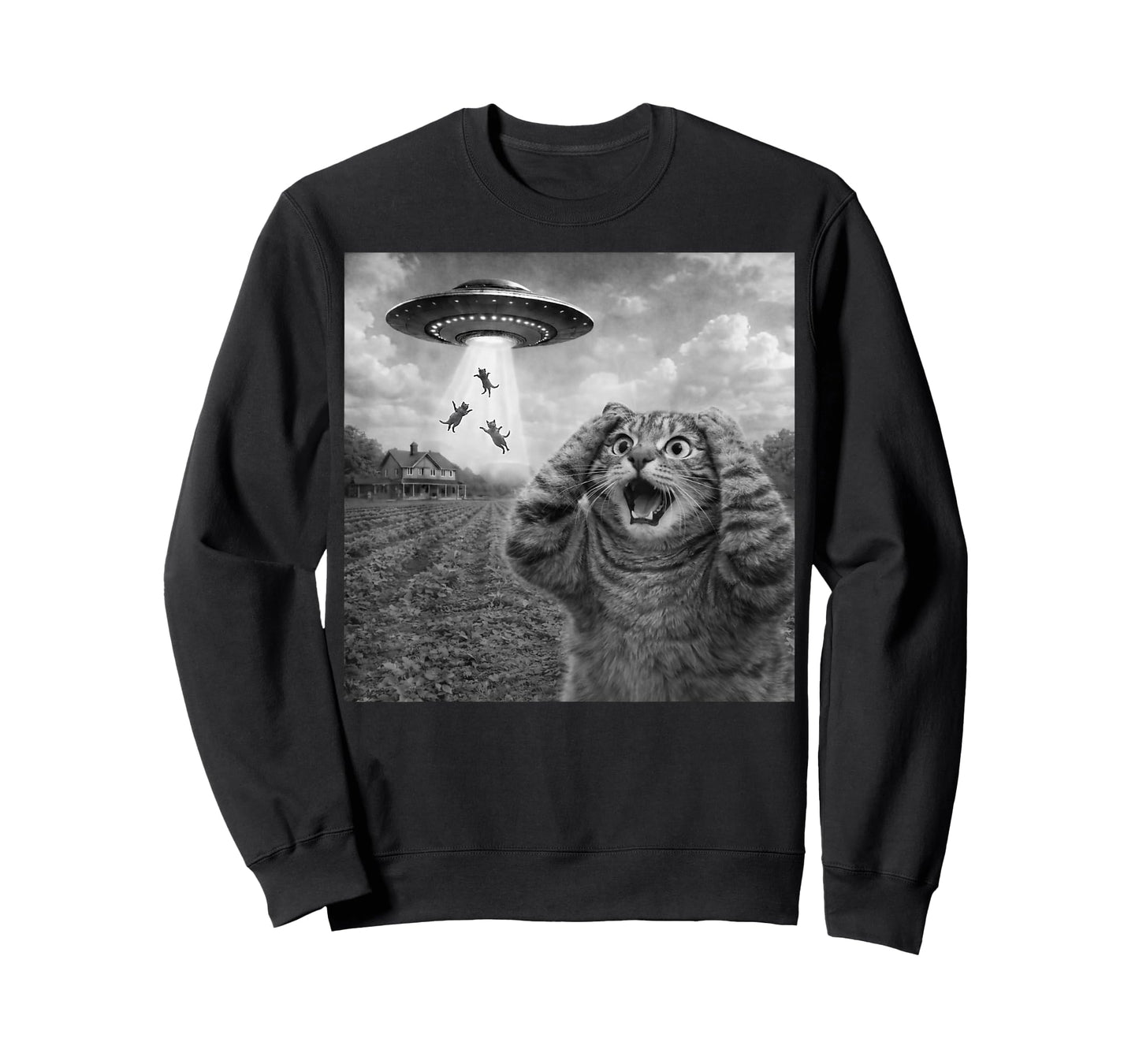 Cat Selfie Alien UFO Funny Cats Gifts for Men Women Boy Kid T-Shirt