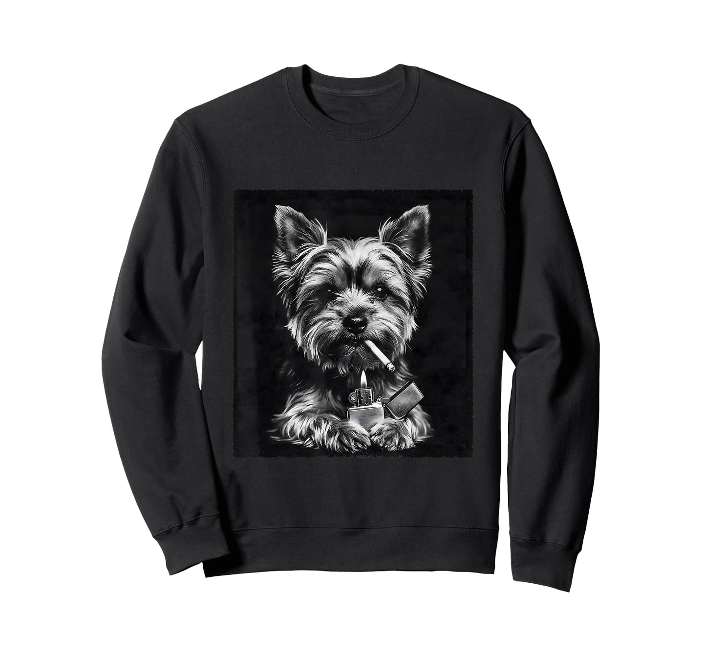 Yorkie Smoking Cigarette Funny Dog Photography Meme T-Shirt