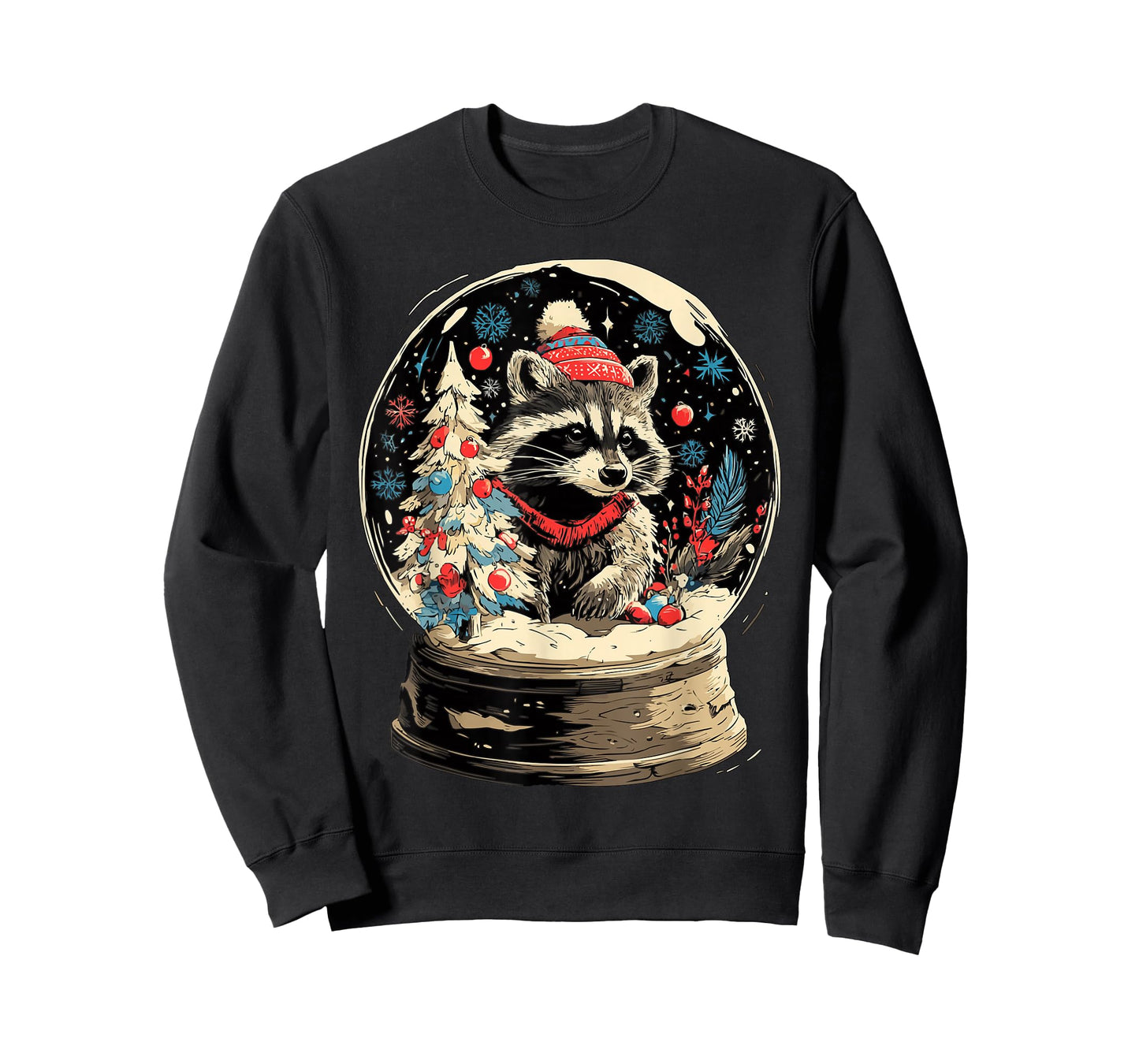 Cute Raccoon Snow Globe Winter Scene Forest Animal Christmas T-Shirt