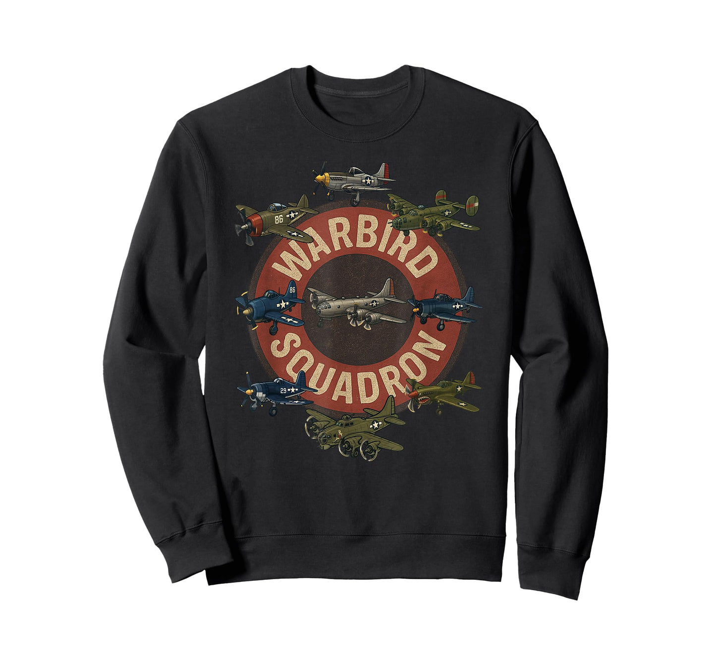 Vintage Warbird Collection Stylized Fictional Aircraft Art T-Shirt