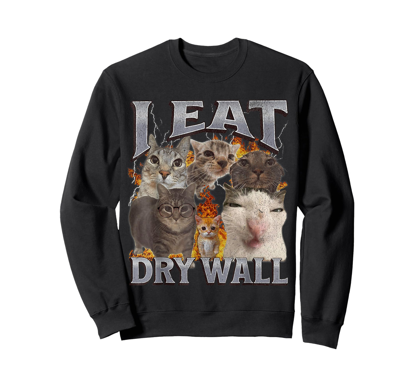 I Eat Drywall Funny Cat Meme Bootleg Graphic T-Shirt