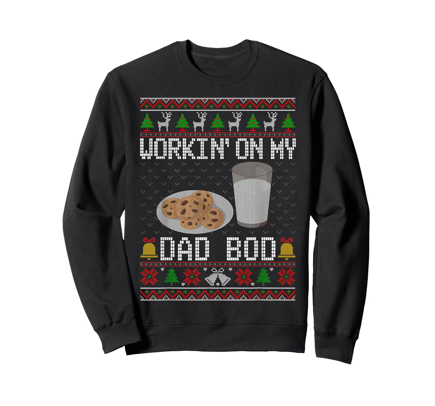 Workin' On My Dad BOD Ugly Christmas Sweater New Mom Dad T-Shirt