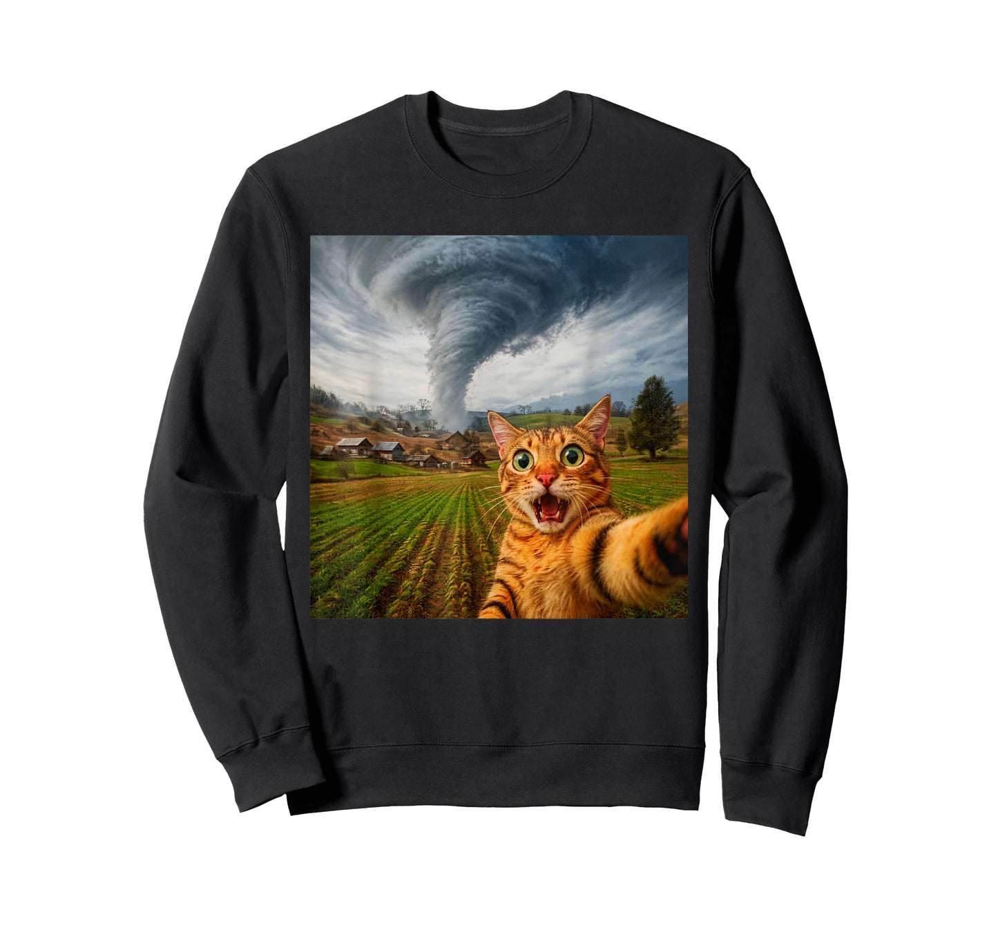 Funny Cat Selfie Meme Tornado Storm T-Shirt