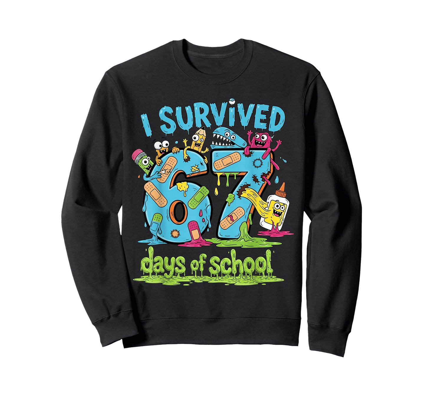 I Survived 67 Days of School Teachers Students Monster T-Shirt