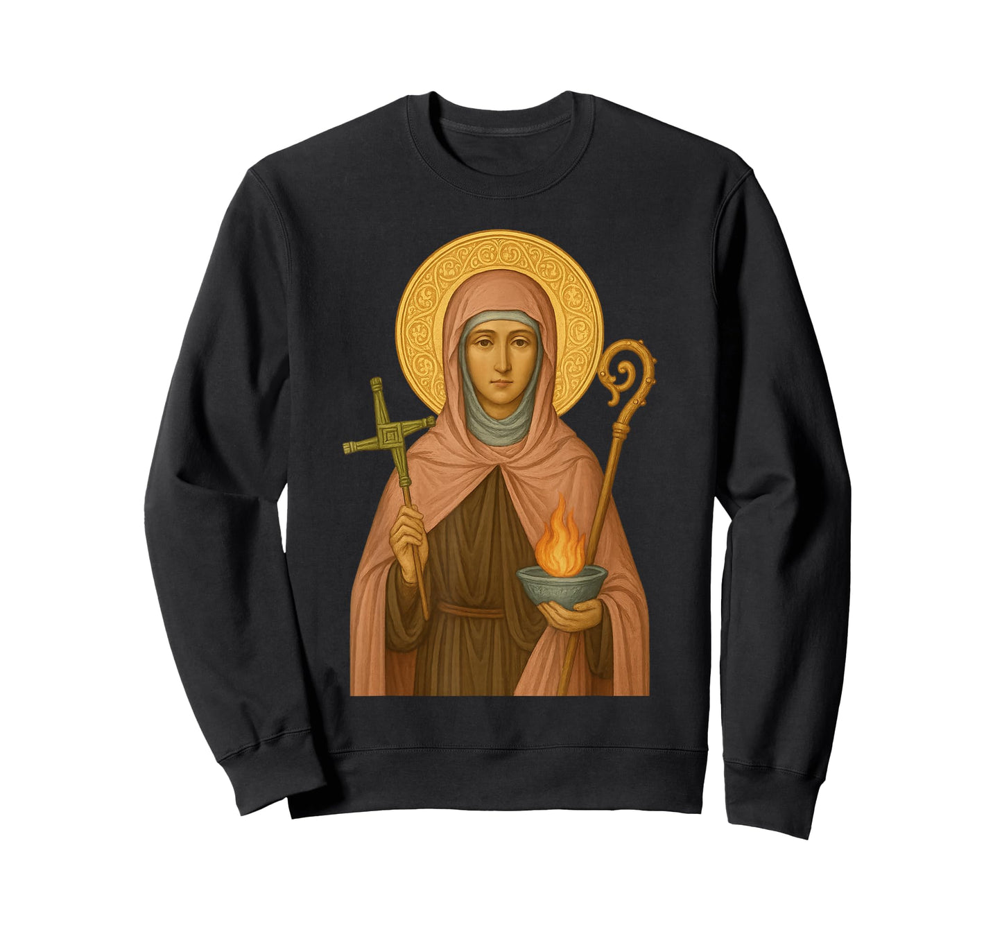 Orthodox St. Brigid of Ireland Icon - Celtic Christian T-Shirt