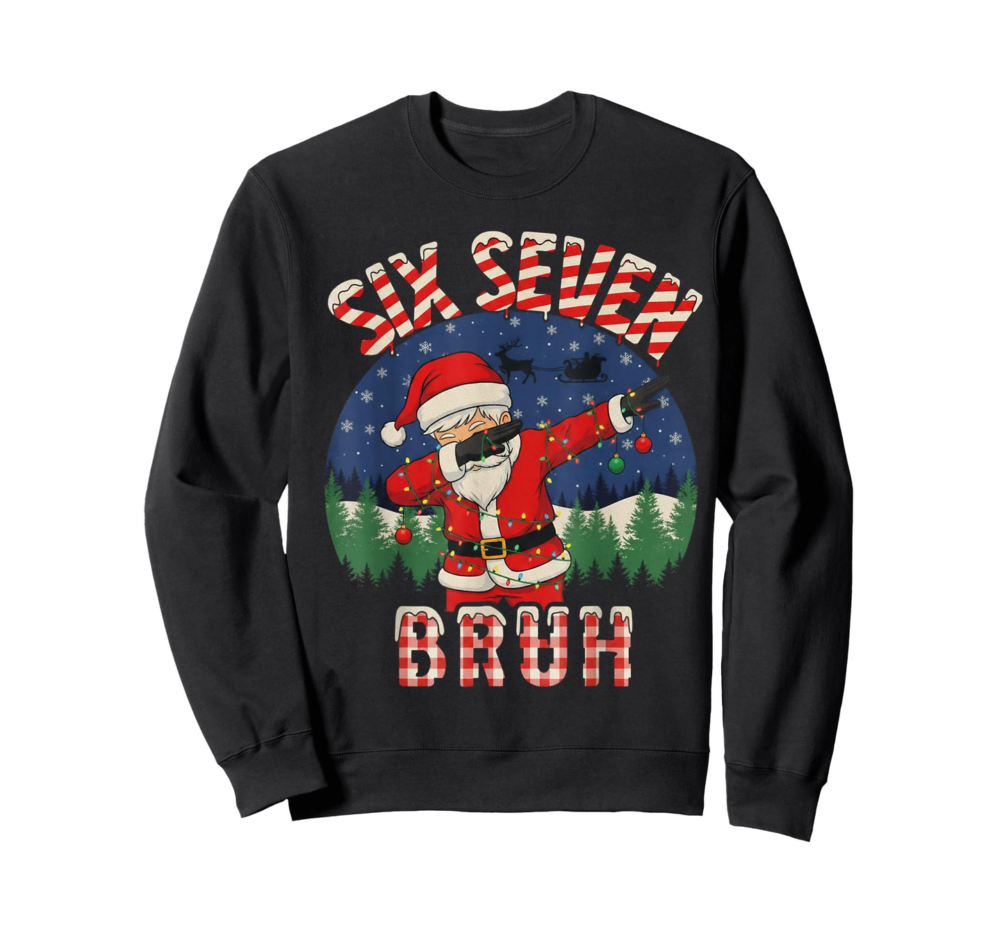 Funny Six Seven Bruh Dabbing 67 Christmas Holiday Women Kids T-Shirt