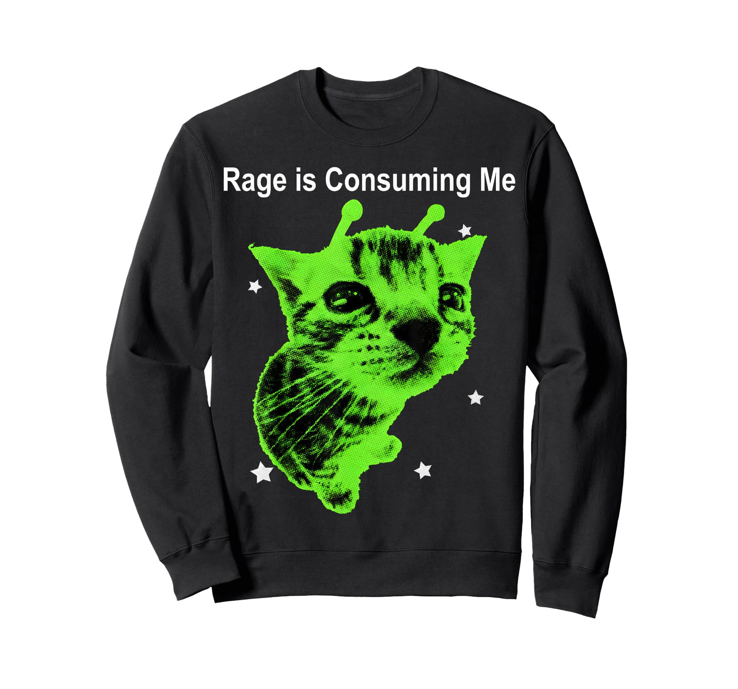 Rage is Consuming Me Alien Cat Silly Staring Cat Meme Funny T-Shirt