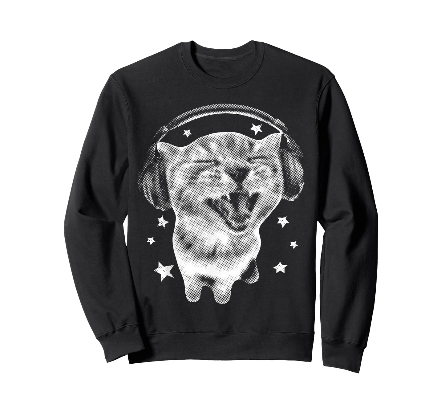 Cute Headphones Cat Funny Y2k Grunge Silly Graphic Meme T-Shirt