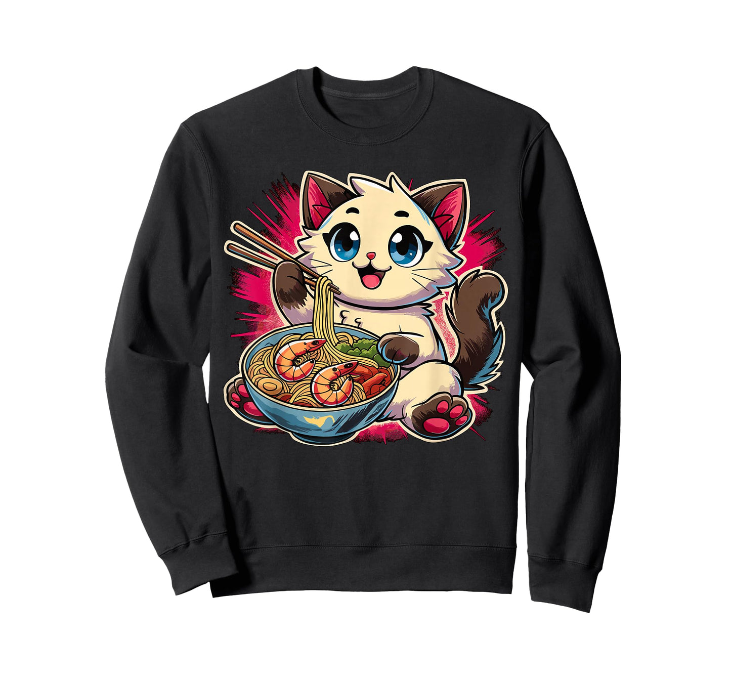 Siamese Cat Eating Ramen T-Shirt