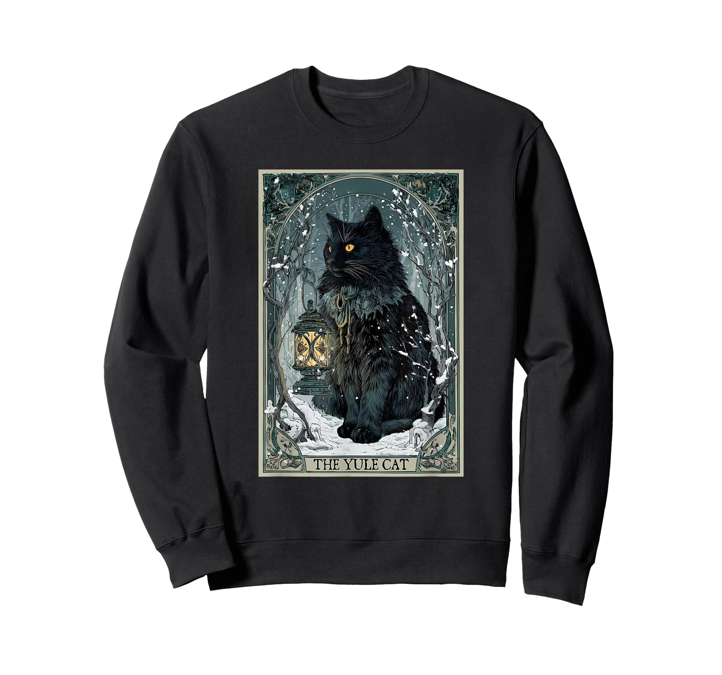 Creepmas Vintage The Yule Cat Tarot Card Dark Christmas T-Shirt