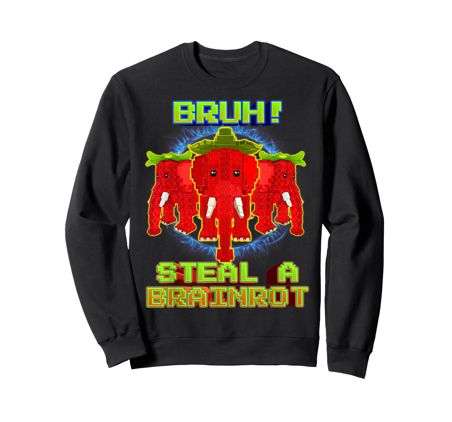 Bruh Funny Strawberry Elephant Brainrot for Boys Kids Teens T-Shirt