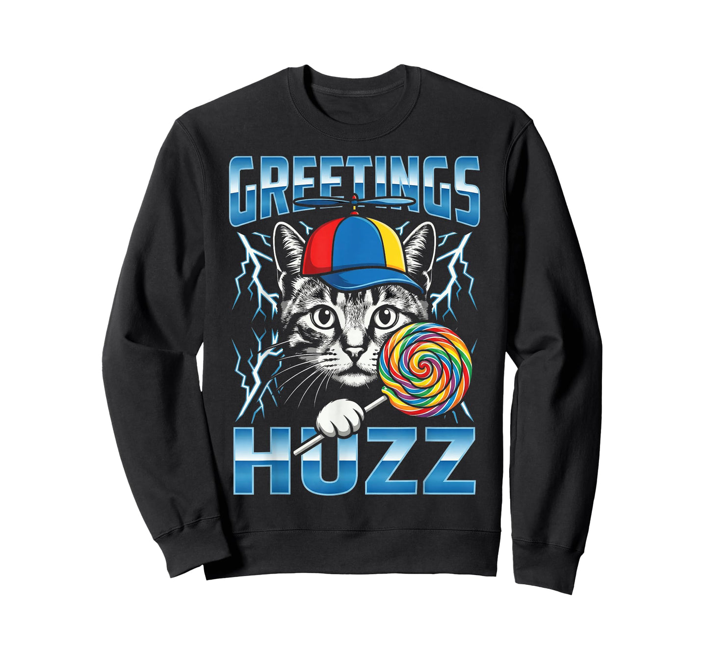 Greetings Huzz Meme Brainrot Cat Funny Gen Z Alpha Slang T-Shirt