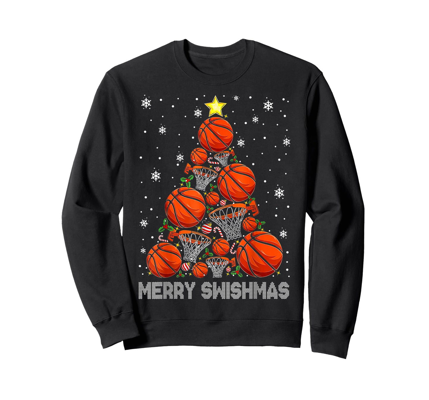 Merry Swishmas Basketball Christmas Tree Xmas Men Boys Kids T-Shirt